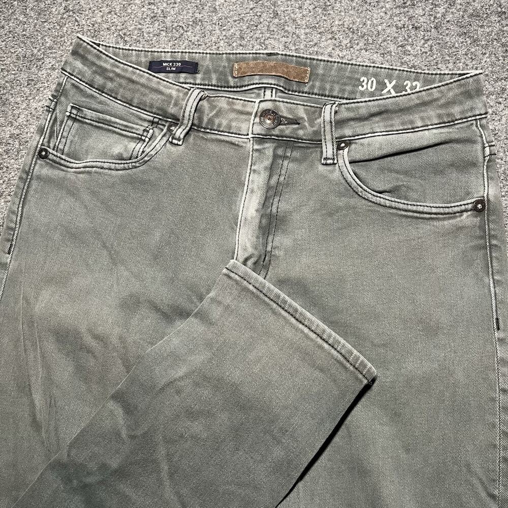 Vigoss Jeans Mens 30x32 Mick 330 Slim Fit Gray Green Denim Stretch Pockets